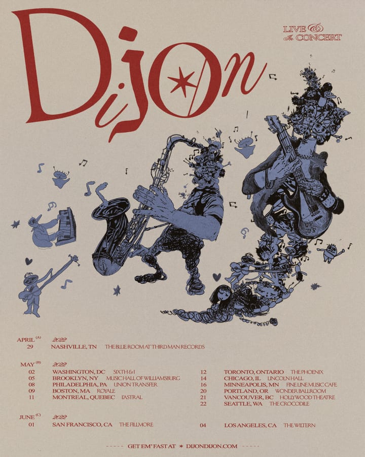Dijon Live & In Concert spring 2022 tour poster